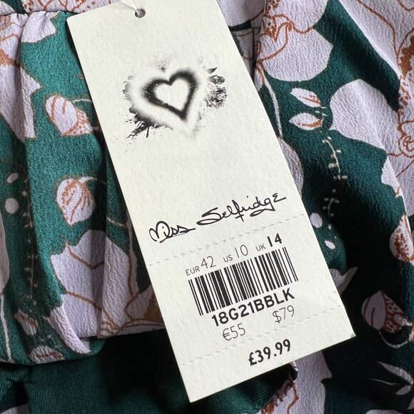 Miss Selfridge ASOS Floral Rouched Puff Sleeve Mini Dress Party Wedding Summer - Picture 7 of 9